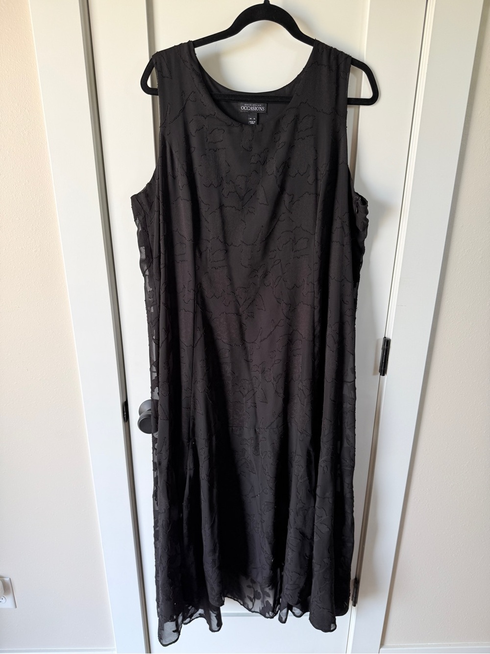 Susan Graver Occasions Black Floral High Low Midi Dress Sleeveless XL